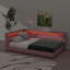 Lit de jour rembourré double TG avec rangement intégré, configuration en L avec bande DEL et ports USB, cadre de lit en tissu de lin-431025009-431025020