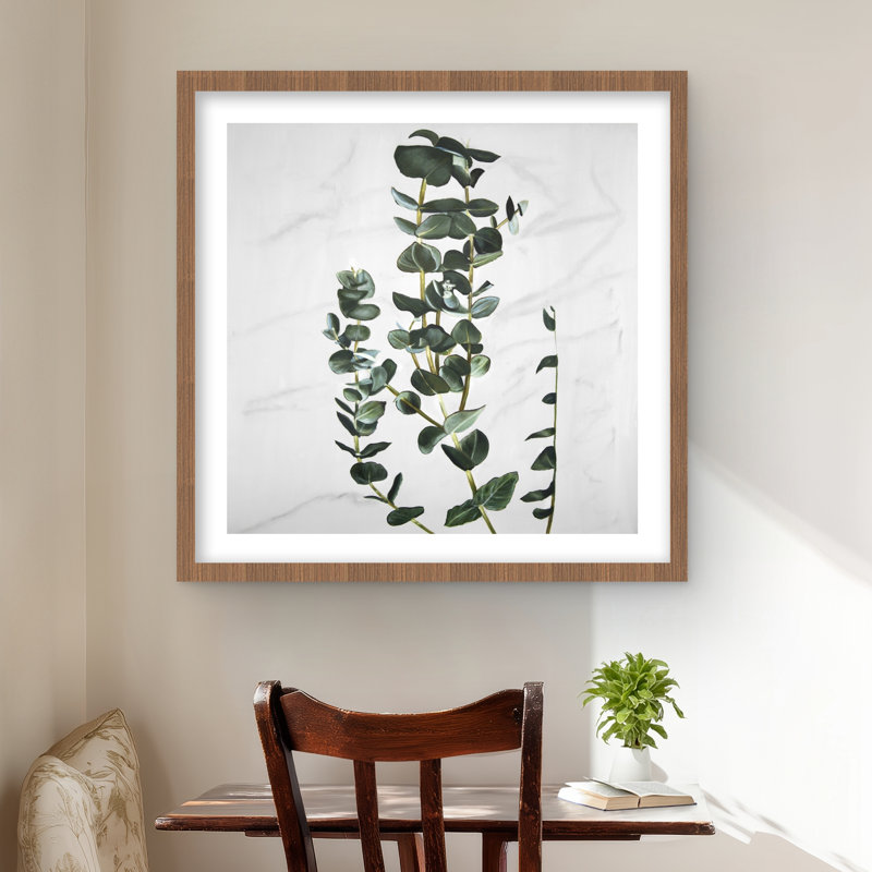 Tiges d'eucalyptus - imprimé floral mat pour la décoration intérieure, H 24 po x l 24 po
