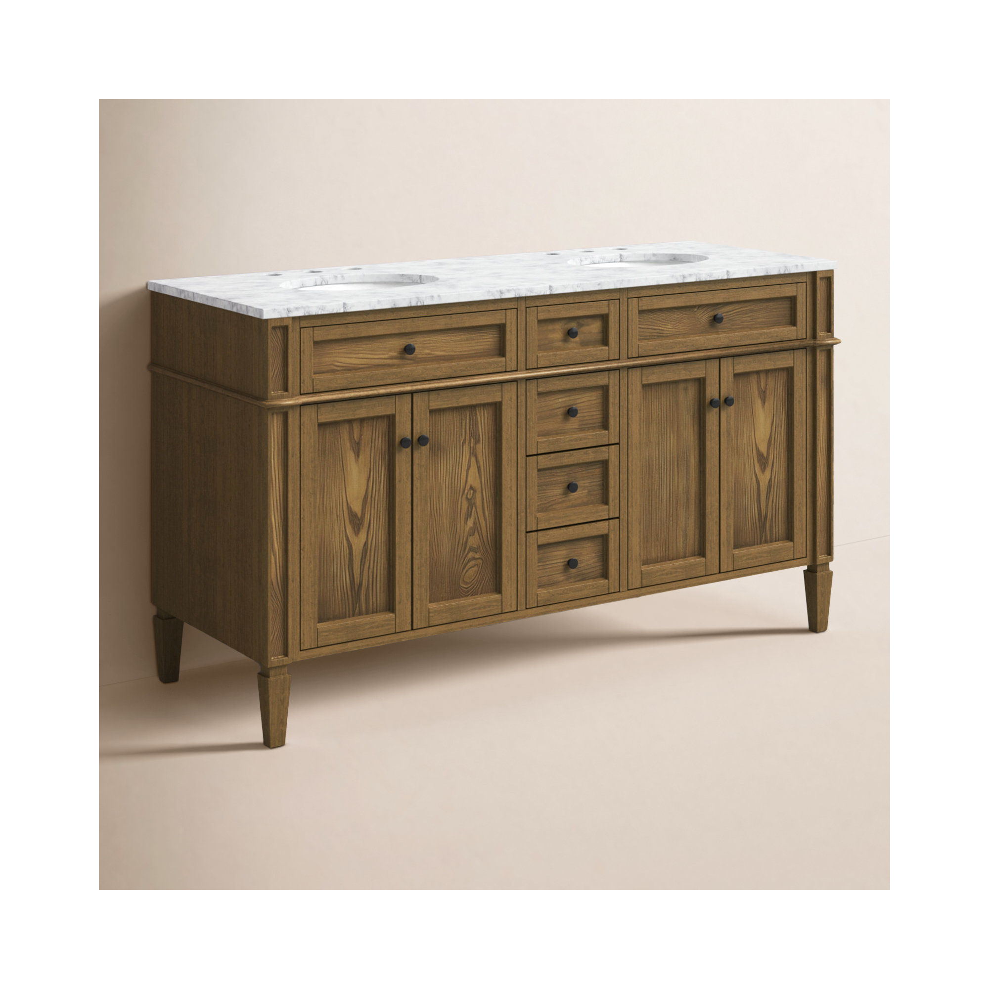 Rivers 60'' Double Bathroom Vanity, Dark Brown