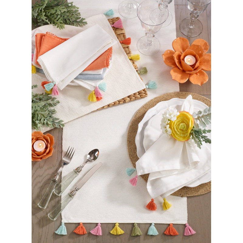 Ivory Cotton Fiesta Tassel Napkins, Set of 4
