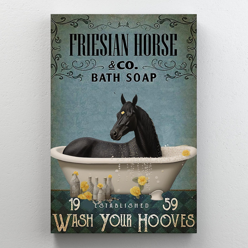 «Izawa Friesian Horse Bath Soap», impression sur toile, H 14 po x l 11 po x P 1,25 po