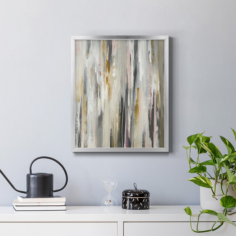 Toile encadrée de qualité supérieure avec couleurs ondulées - prête à être accrochée, H 24 po x l 20 po, Argent