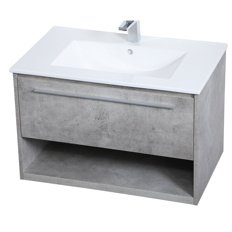 Ensemble de meuble-lavabo simple 30 po Kasper, Gris béton