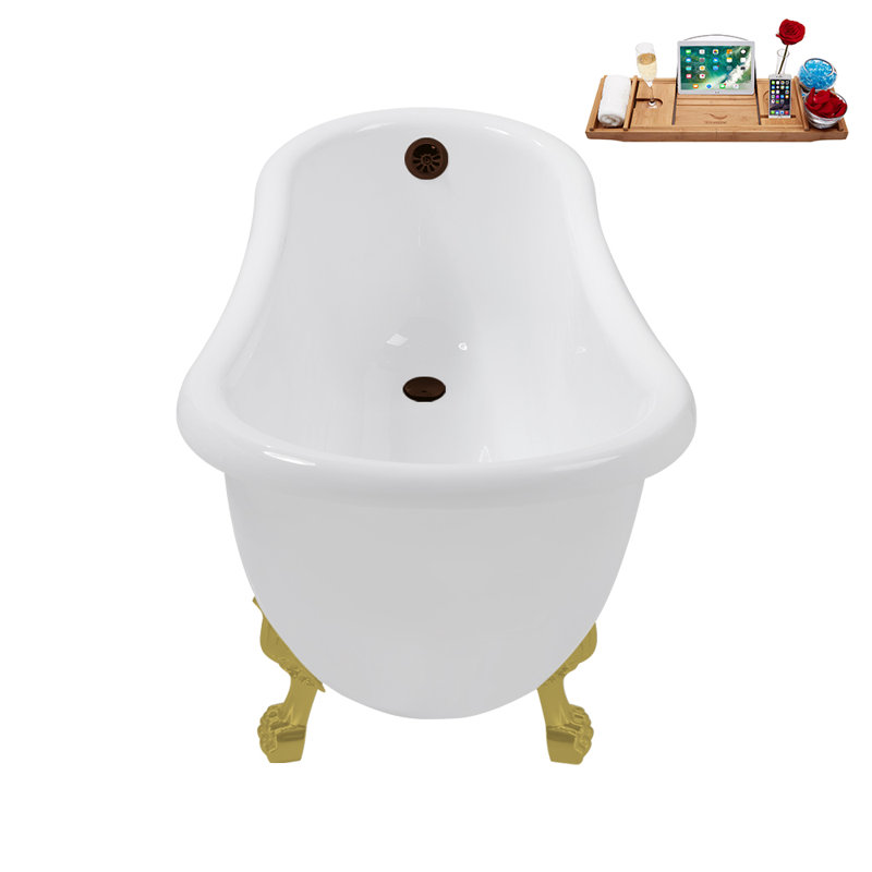 53.1'' x 25.6'' Soaking Acrylic Bathtub, Brushed Gold, Matte Oil Rubbed Bronze