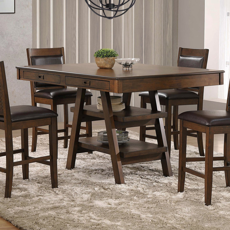 Walnut 2-Drawer Counter Height Table