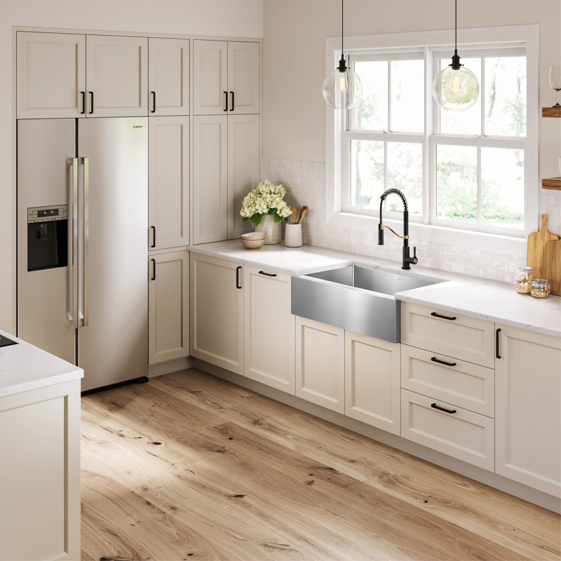 KRAUS Standart Pro Apron Front Farmhouse 16 Gauge Bowl Stainless Steel Kitchen Sink, 33"L x 21"W x 10"H