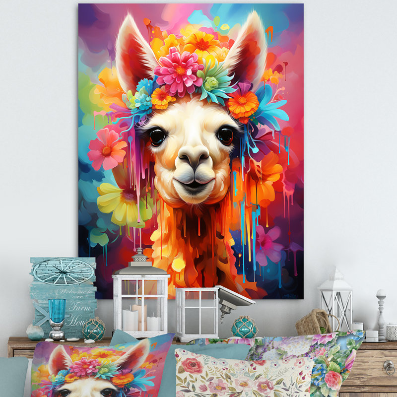 Alpaca Popart Woolen Elegance I - Alpaca, art mural, Toile tendue, H 44 po x l 34 po x P 1,5 po