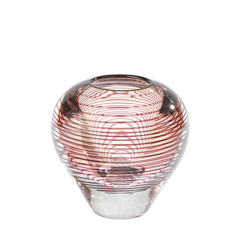 Spiraled Handmade Glass Table Vase, 8.5" H x 8.75" W x 8.75" D