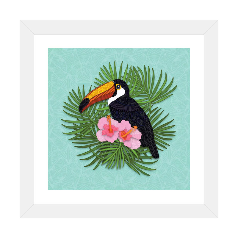 «Toucan Summer» par Angelika Parker, impression, Papier encadré blanc, Blanc, H 24 po x l 24 po x p 1 po