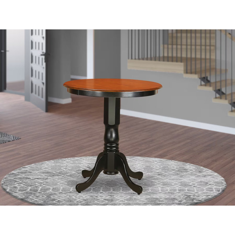 Eden Counter Height Table - a Round Dining Table Top with Pedestal Base, Black & Cherry, Black/Cherry, 30" L x 30" W