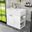 Meuble-lavabo mural flottant avec lavabo, tablettes réglables-1357578419