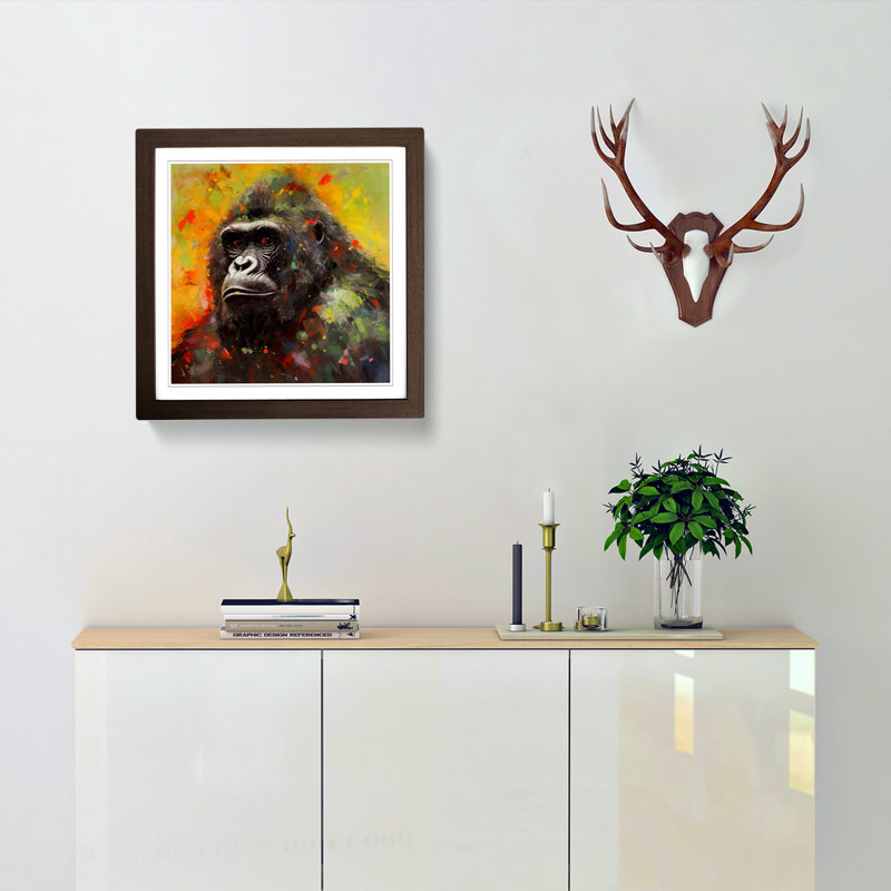 Gorilla Post-Impressionism No.1 - Framed Print, Walnut