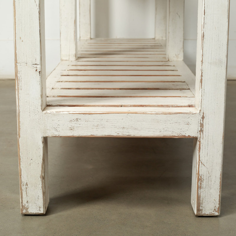 83'' W Solid Wood Console Table, White