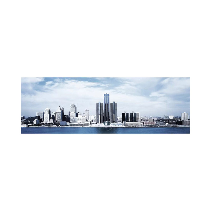 Detroit Skyline Cityscape - Wrapped Canvas Panoramic Print, 152.4 cm H x 50.8 cm W x 1.91 cm D