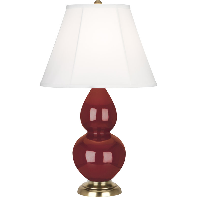 Pumpkin and Brass Double Gourd Ceramic Table Lamp
