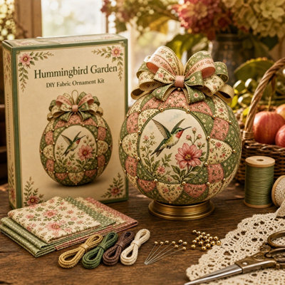 Calendrier d'arrivée, motif floral patchwork, boule, kit de bricolage fait main, tournesols, papillons, merles bleus, tulipes, colibris, ensemble de suspension en tissu