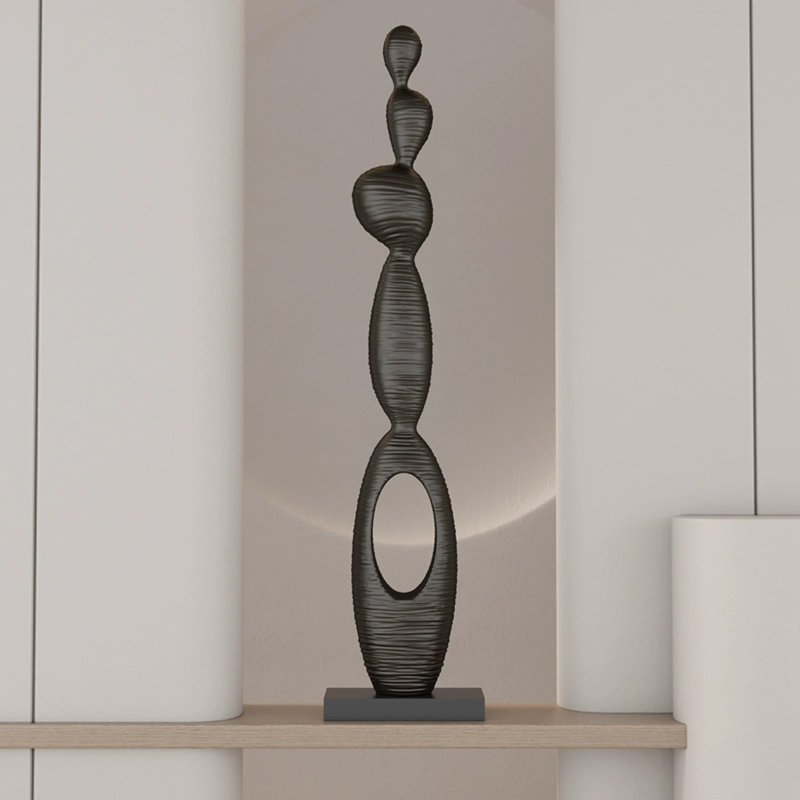 Sculpture abstraite en fibre de verre, H 31,5 po x l 9,06 po x P 5,91 po, Noir