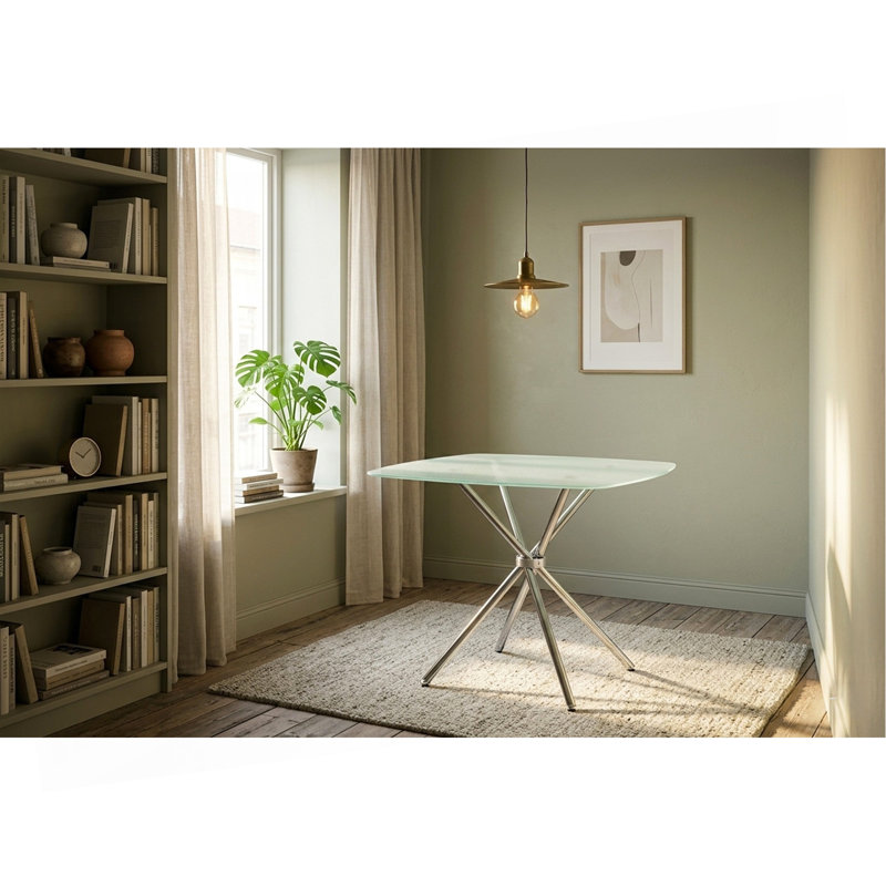 Table carrée 36 "en verre trempé givré