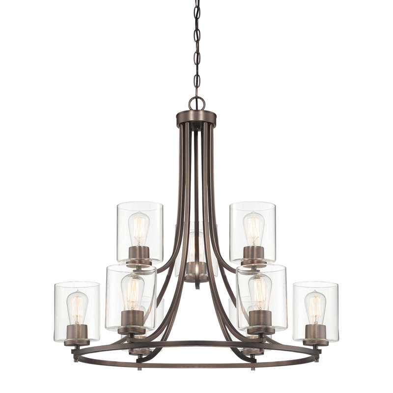 Raelyn 9 - Light Dimmable Wagon Wheel Chandelier, Satin Copper Bronze