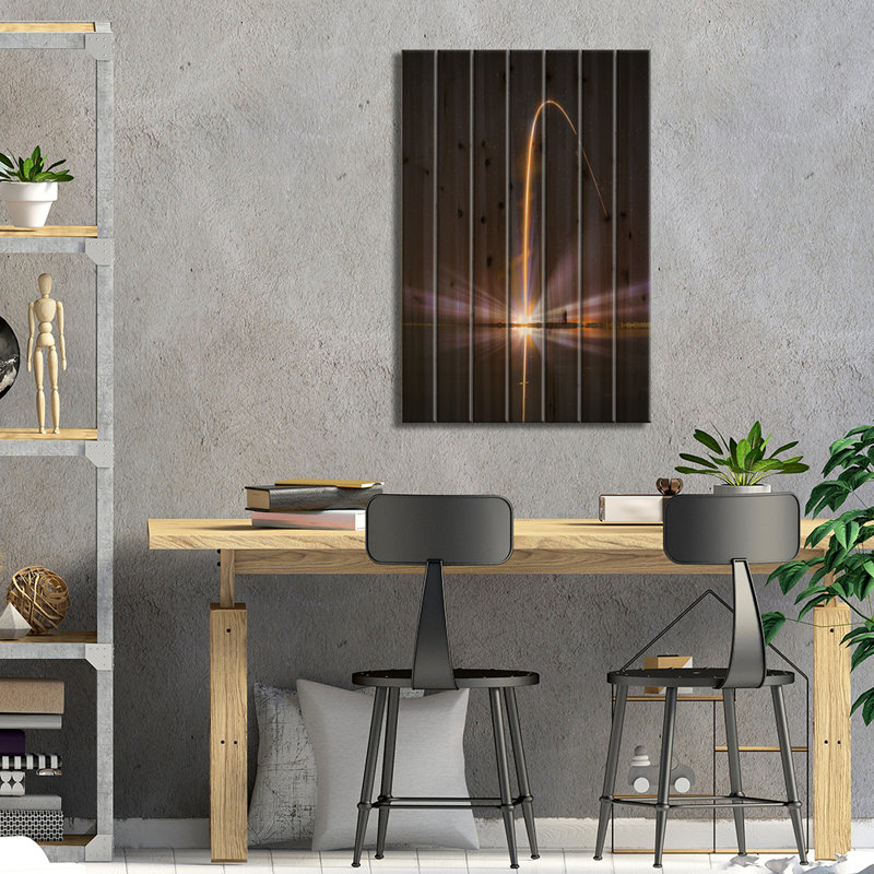 Impression de fusée «Deep Into The Stars I On Wood» par Alex G Perez, H 26 po x l 18 po x P 1,5 po