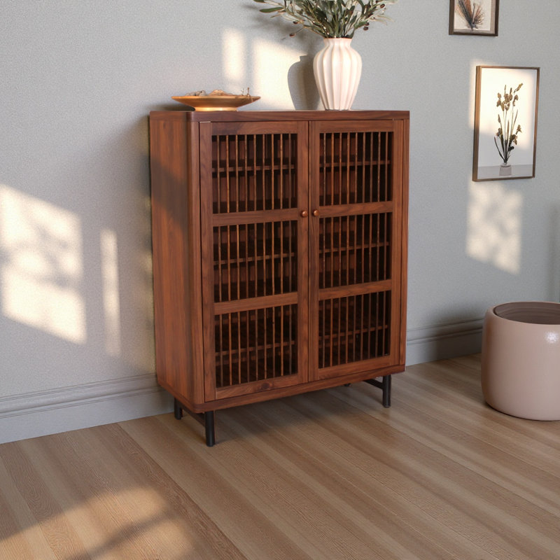Shoe Cabinet With Shutter Doors, 6-Tier Entryway Shoe Cabinet With Adjustable Shelves, Wooden Modern Rack Organizer For Entryway, Hallway