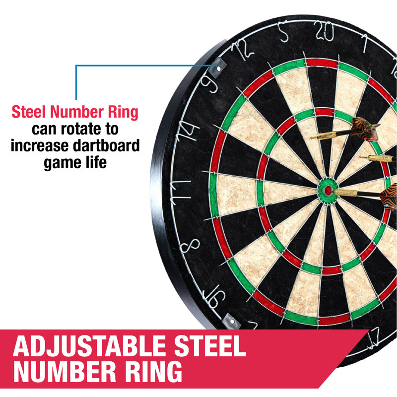 MD Sports 18-in Sisal Dartboard with Staple-Free Bullseye and Steel Tip Dart Set