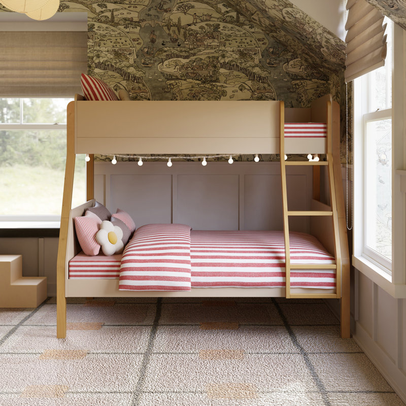 TipToe Twin-Over-Full Bunk Bed, Taupe/Honey