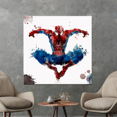 Spider-Man Watercolor Print: Boy Room Canvas Wall Decor,1P Wrapped Canvas