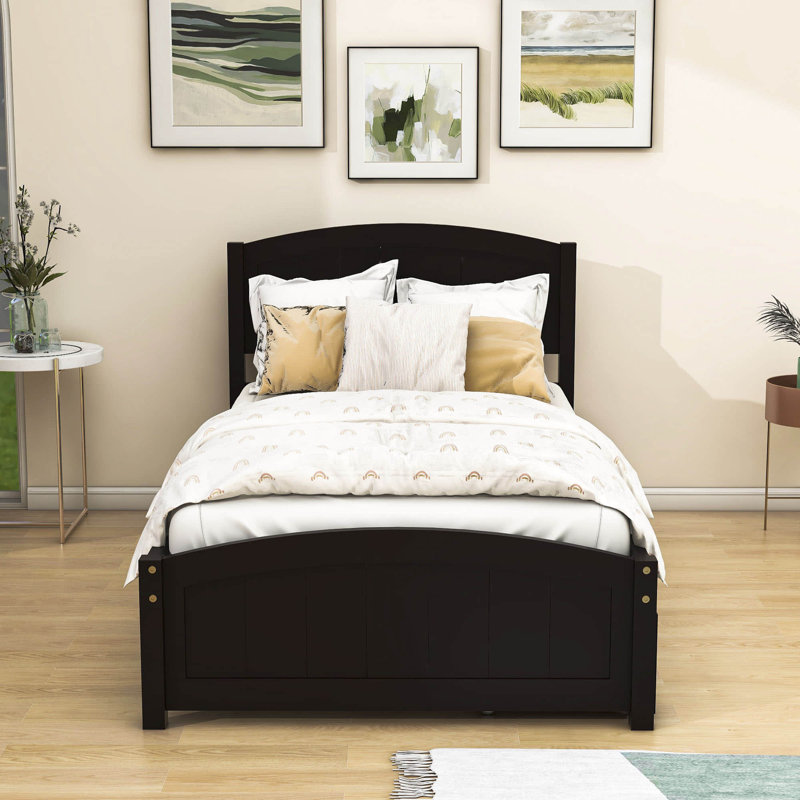 Doray Twin Platform Bed with Two Drawers and Headboard, Espresso