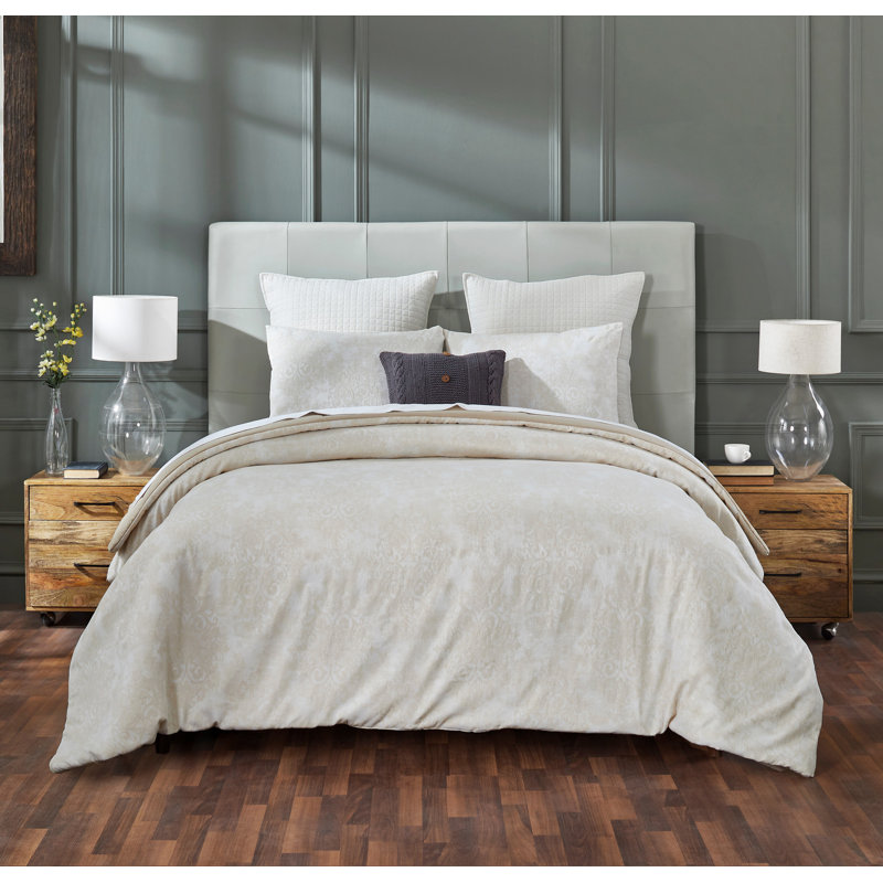 Vincent Collection Queen Comforter Set in Grey, Beige, Queen Comforter + 2 Standard Shams