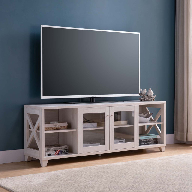 Meuble audio-vidéo 60 po, meuble télé 60 po avec 4 tablettes et armoire centrale transparente