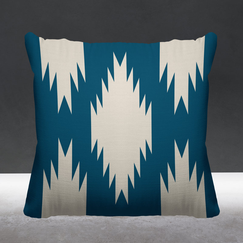 Coussin intérieur / extérieur Yuma Southwestern, Turquoise, L 15 po x H 15 po