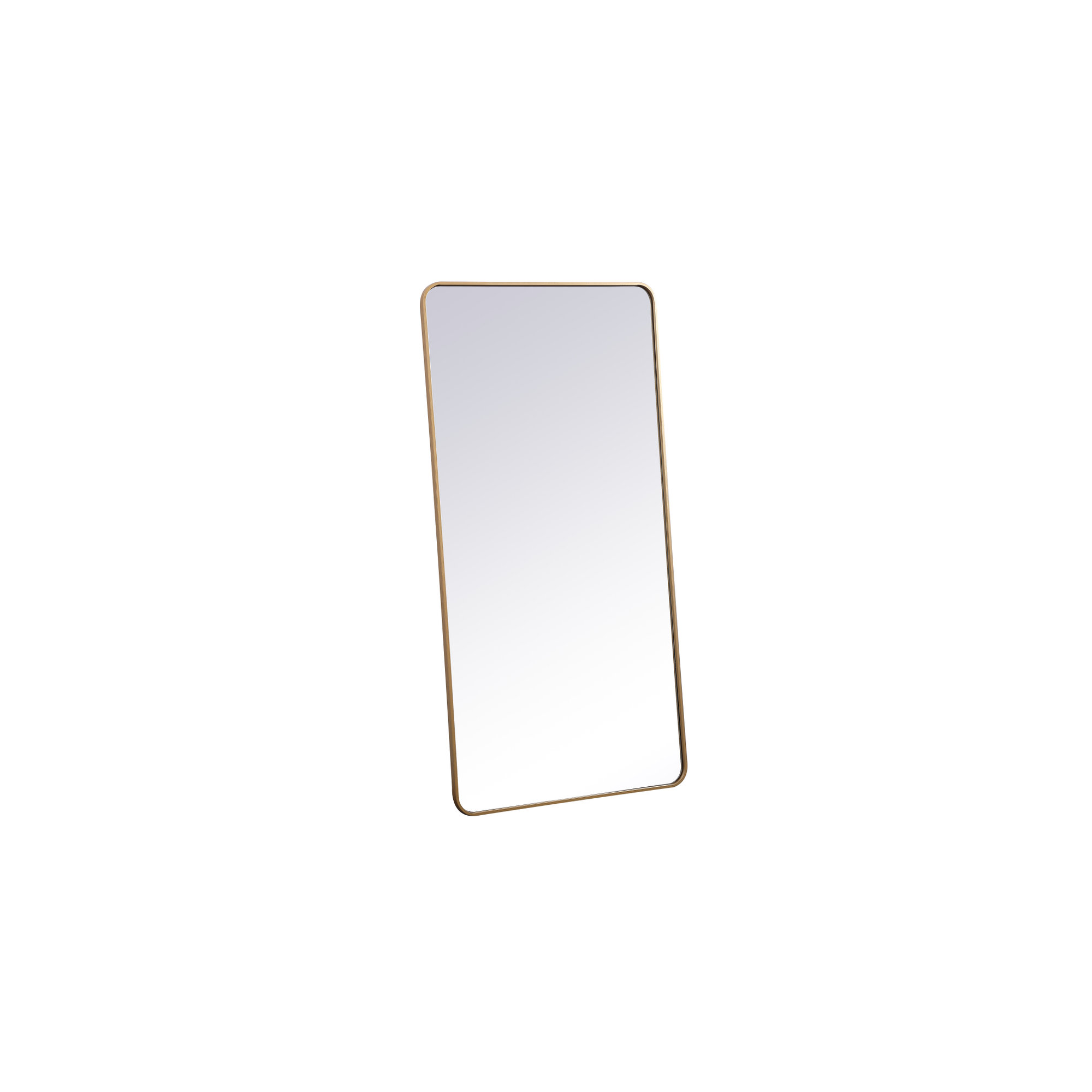 Sabine Metal Rounded Rectangle Wall Mirror, Brass, 60" x 30"