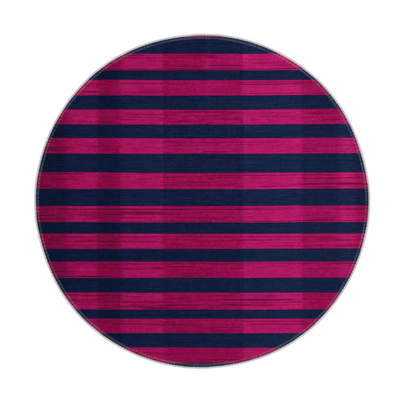 Tapis intérieur / extérieur bleu HorizontalStripes, Rond 5 pi
