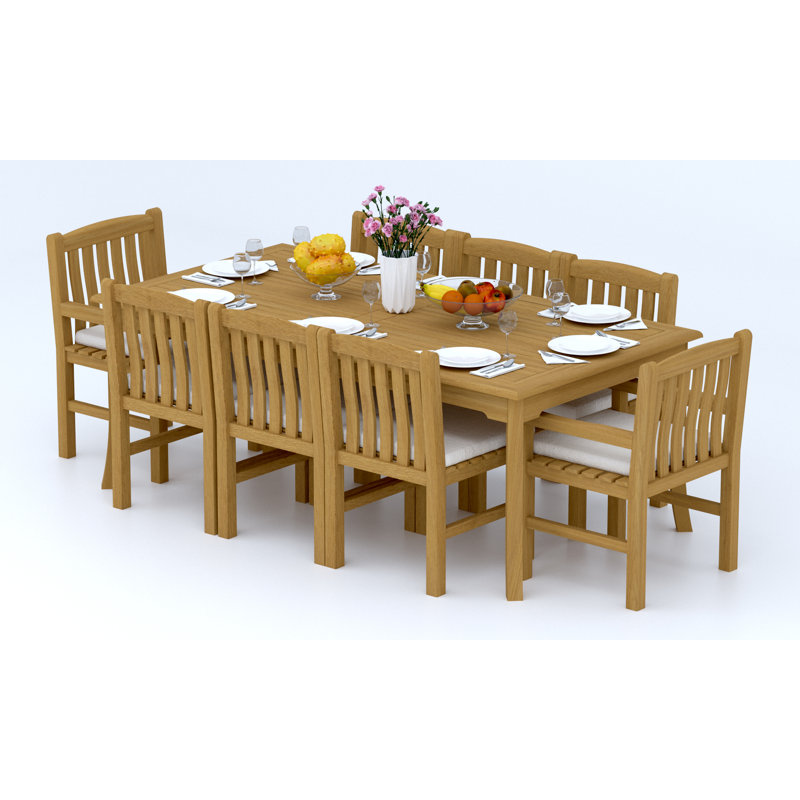 7 Pcs Grade-A Teak Wood Dining Set: 83" Rectangle Table And 6 Devon Chairs (2 Arm & 4 Armless Chairs) #11DV1802, 8