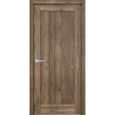 Quincaillerie de porte pré-montée Pantry Kitchen Lite Quadro 4111 Noyer, moulures de cadre à panneau unique, portes robustes de salle de bain et de chambre à coucher - 32 po x 80 po