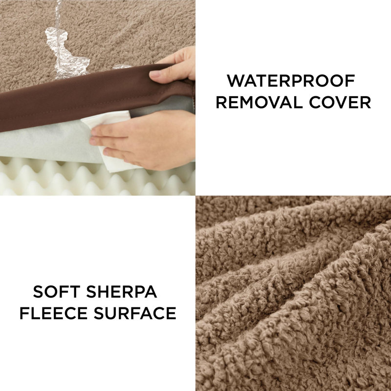 Lit orthopédique pour chien - Housse imperméable pour animal en mousse avec caisse lavable amovible, Brun