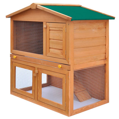 Rabbit Hutch Bunny Cage with Pull Out Tray Pet House Solid Pine Wood