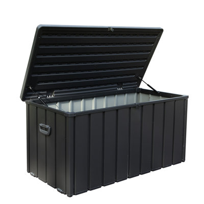 120 Gallon Outdoor Deck Container Case - Dark Gray Waterproof For Pillows & Supplies Patio Storage Box Garden Tools