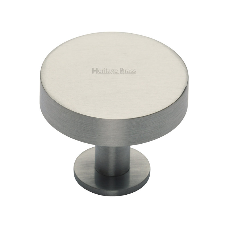 Heritage Brass Heritage Cabinet Knob Disc Design with Base, 3.2cm H x 3.8cm W x 3.8cm D, Black/Satin Nickel