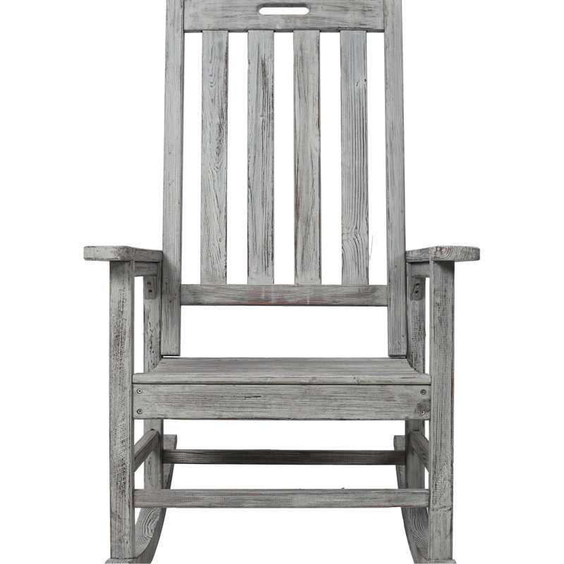 Gris, en bois, chaise berçante de véranda, siège large de 21 pouces, détente intérieure et extérieure, bois de sapin stable