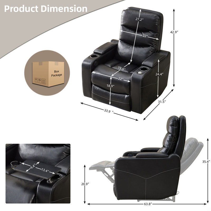 Fauteuil inclinable électrique, Noir