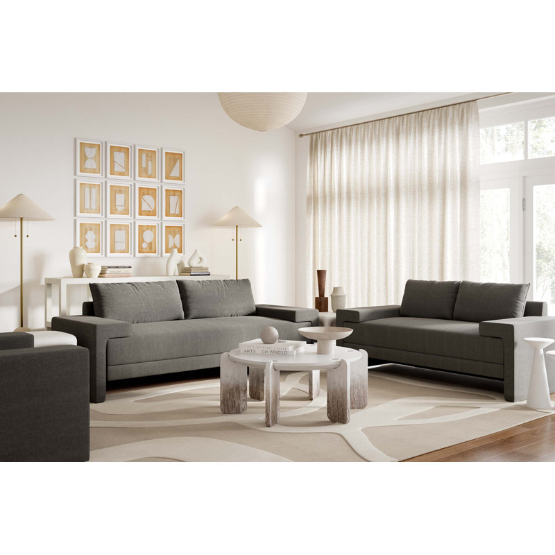 Iden Upholstered Sofa, Gray LiveSmart®, 32.25" H x 91" W x 37.1" D