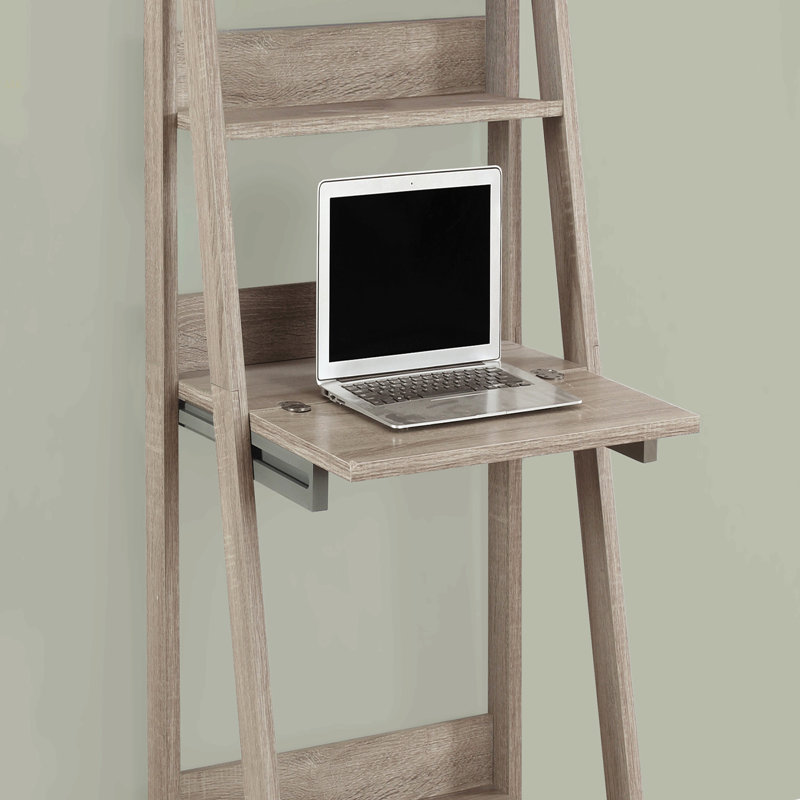 Bureau d'ordinateur, bureau personnel, ordinateur portable, incliné, H 61 po, travail, tablettes de rangement, stratifié brun, contemporain, moderne