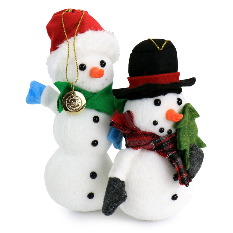 White Holiday Polar Bear and Snowman Ornament Set