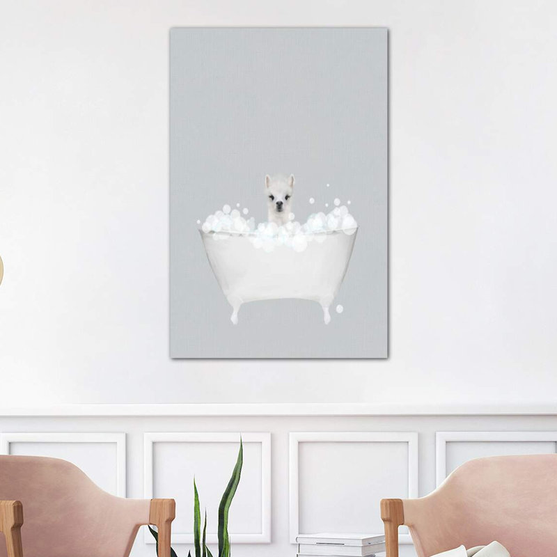 Alpaca Blue Bath by Leah Straatsma - Wrapped Canvas Print, 101.6 cm H x 66.04 cm W x 3.175 cm D