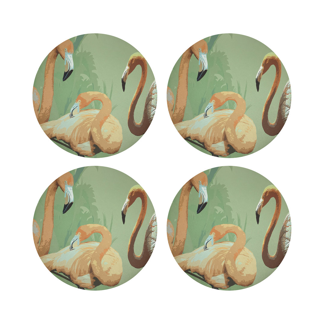 Palm Springs Vegan Leather Round Pebble Placemat (Set of 4) Nicolette Mayer