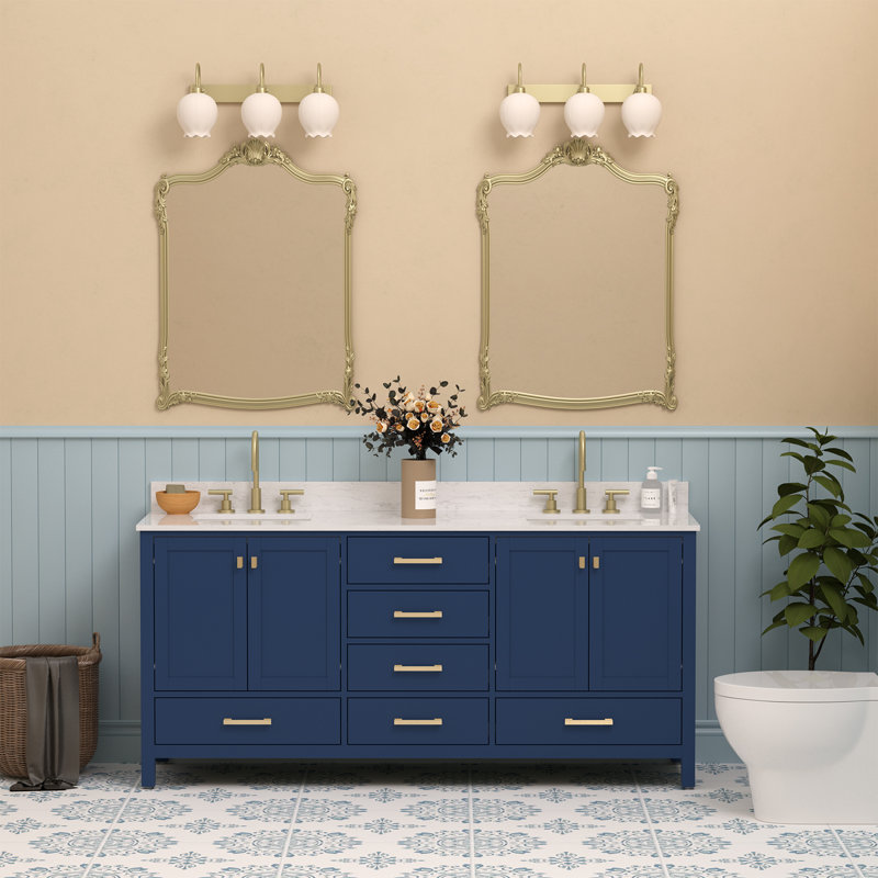 Meuble-lavabo autoportant Cholena de 72 pouces avec lavabo double