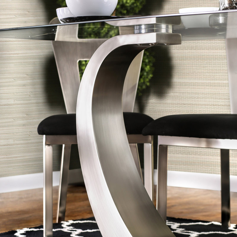 Bagdai Glass Top Metal Base Dining Table