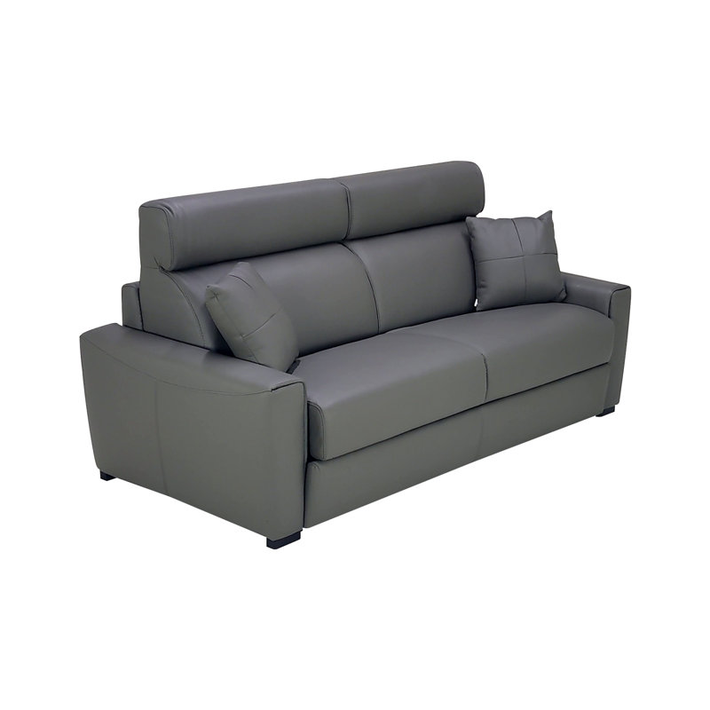 Canapé-lit en cuir grainé italien de 85 po avec matelas en mousse viscoélastique Capozzi